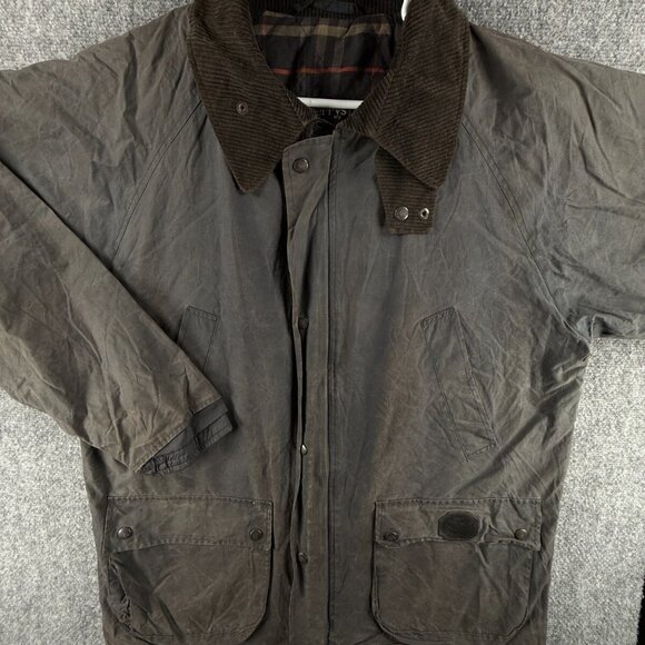 Burberry Cotton Cupra Waxed Jacket Full Zip Cargo Pockets England M/L Collared - Picture 1 of 16